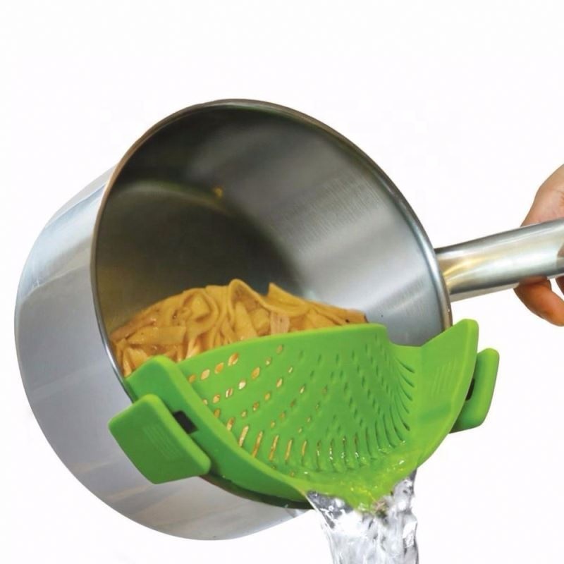 Free Shipping Silicone Colanders Kitchen Clip On Pot Strainer Liquid Univers Draining Pasta  Drainer For Draining Excess