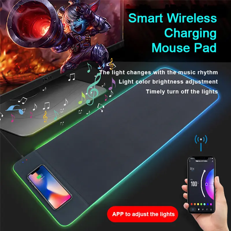 Mousepads Led Wireless Charger Leather Extended Xxl Gamer Custom Logo Printed Customised Gaming Large Rgb Mouse Pad