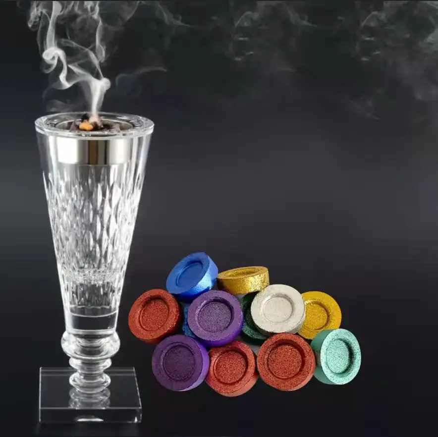 Factory hot high heat value multicolor coal quick lighting incense charcoal 33mm shisha hookah charcoal