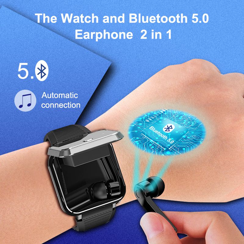 2020 новые сердечного ритма фитнес-трекер синий зуб Smartwatch Band с TWS беспроводные наушники