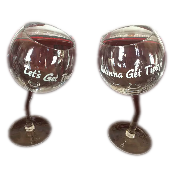 Custom logo curved cup drinking gin tipsy wine glass wholesale