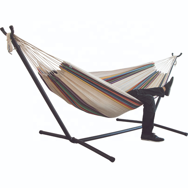 Top selling stand canvas hammock portable assembly hammock outdoor travel beach hammock