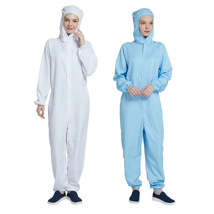 Cotton coverall uniforms for food processing industry line