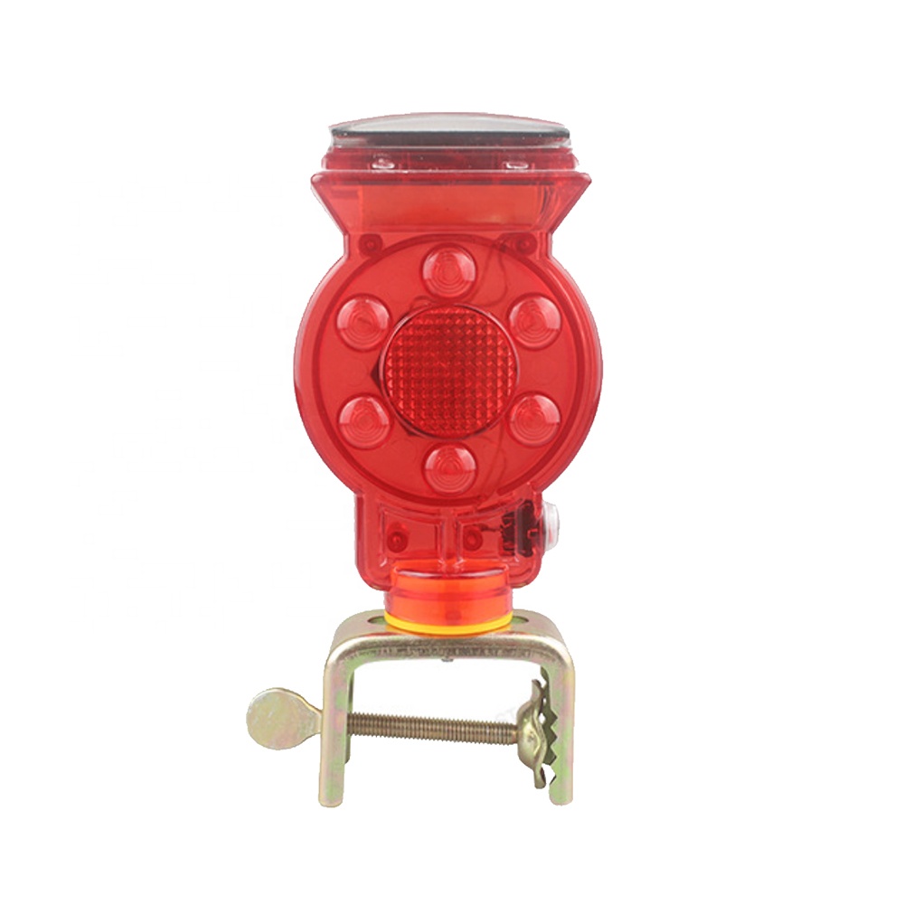 Road traffic warning hexagonal 6 LEDs plum blossom solar powered indicator traffic warning light
