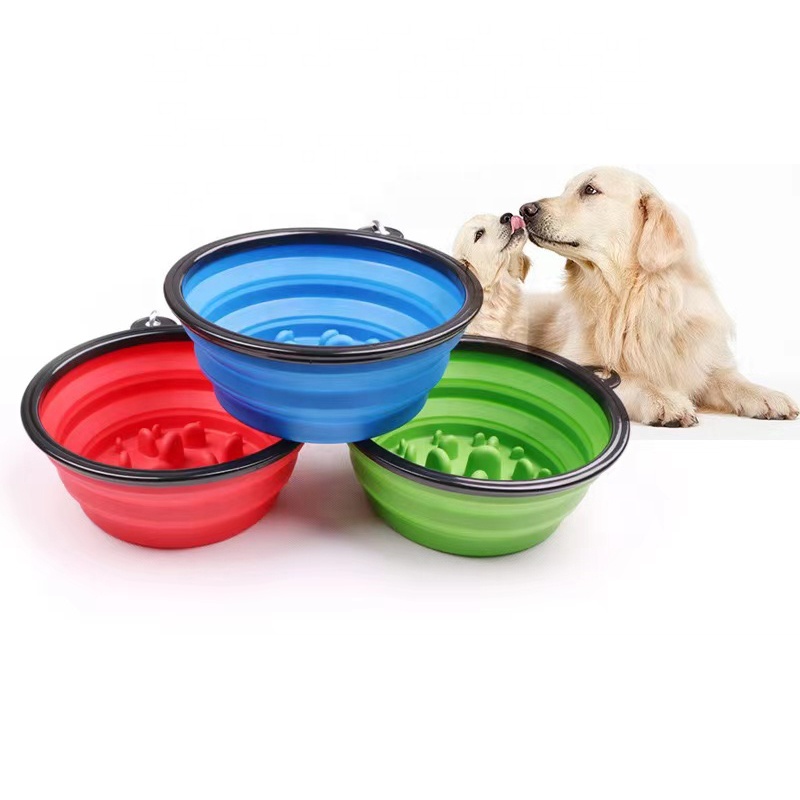 Portable Travel Outdoor Activity Collapsible Pets Bowl Dogs Cats Feeder Feeding Bowl Slow Eating Pets Accessories