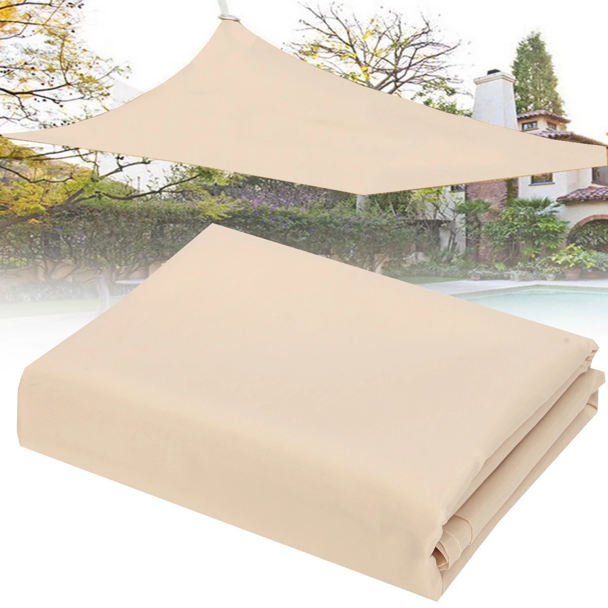 China Factory Price 5x7M Large Sun Shelter Sunshade Outdoor Canopy Garden Patio Pool Shade Sail Camping Awning Polyester/PE