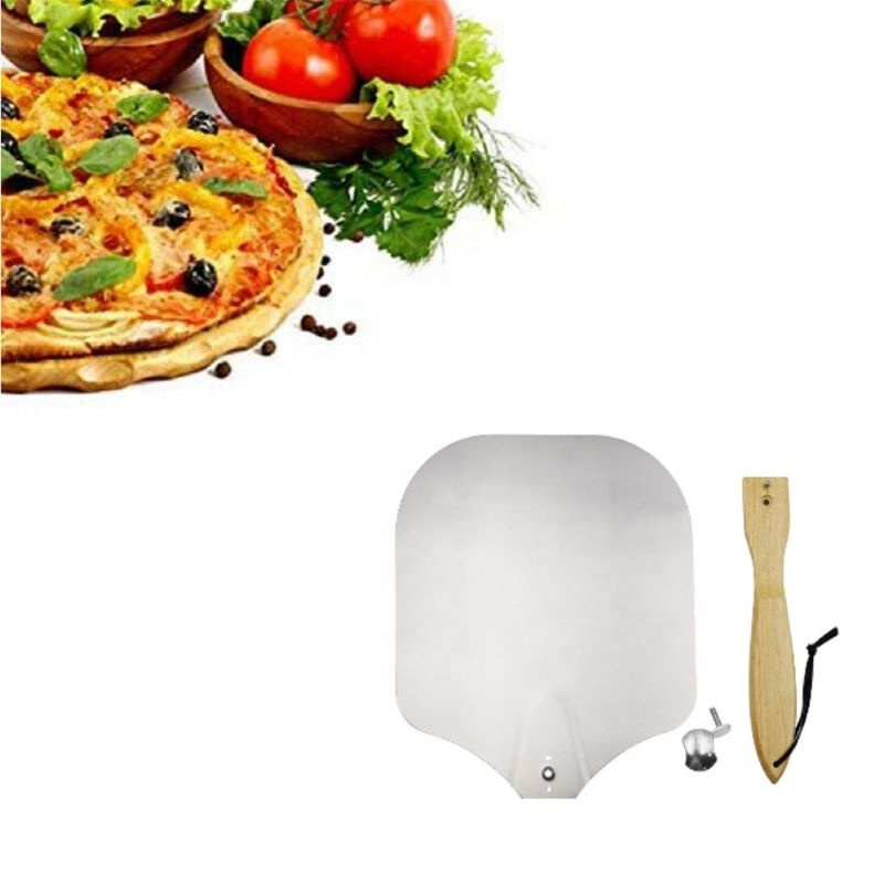 Baking Tools Accessories Non Stick Aluminum Turning Pizza Peel with Foldable Wood Handle