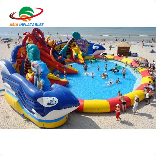 SeaWorld Inflatable Amusement Park Inflatable Water Sports Park with Slide for Pool