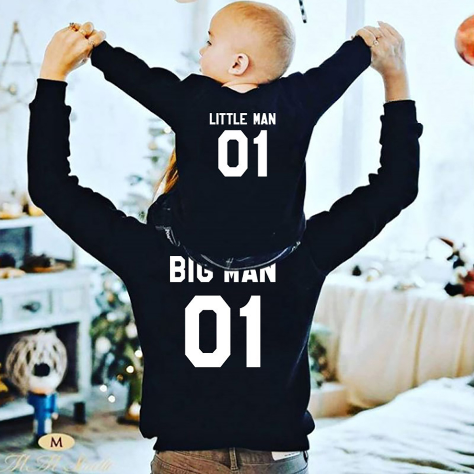 Drop Shipping Family Matching Outfits Cartoon Letter Print Father and Son Autumn Long Sleeves Tshirts Dad and Kids Tops Tees