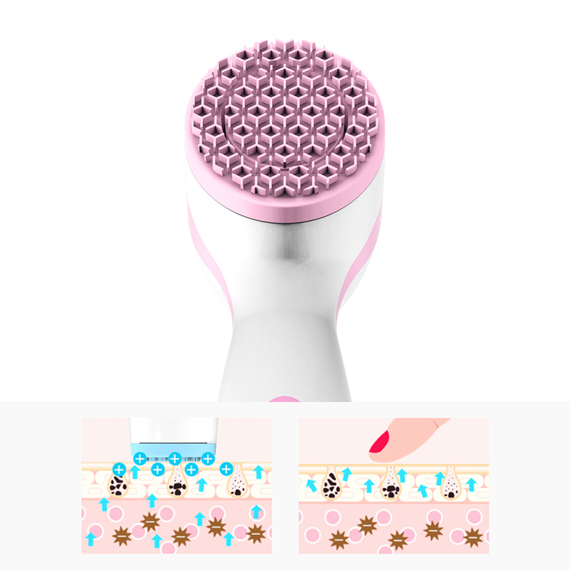 Pink Waterproof Silicone Mini Electric Facial Cleansing Brush