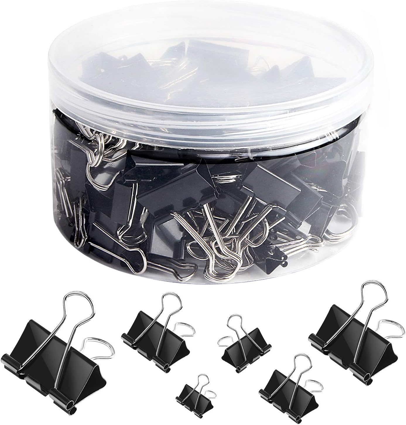 Binder Clips Assorted Sizes, X Large, Large, Medium, Small, Mini and Micro, Binder Clips Paper Clamps for Office Home School