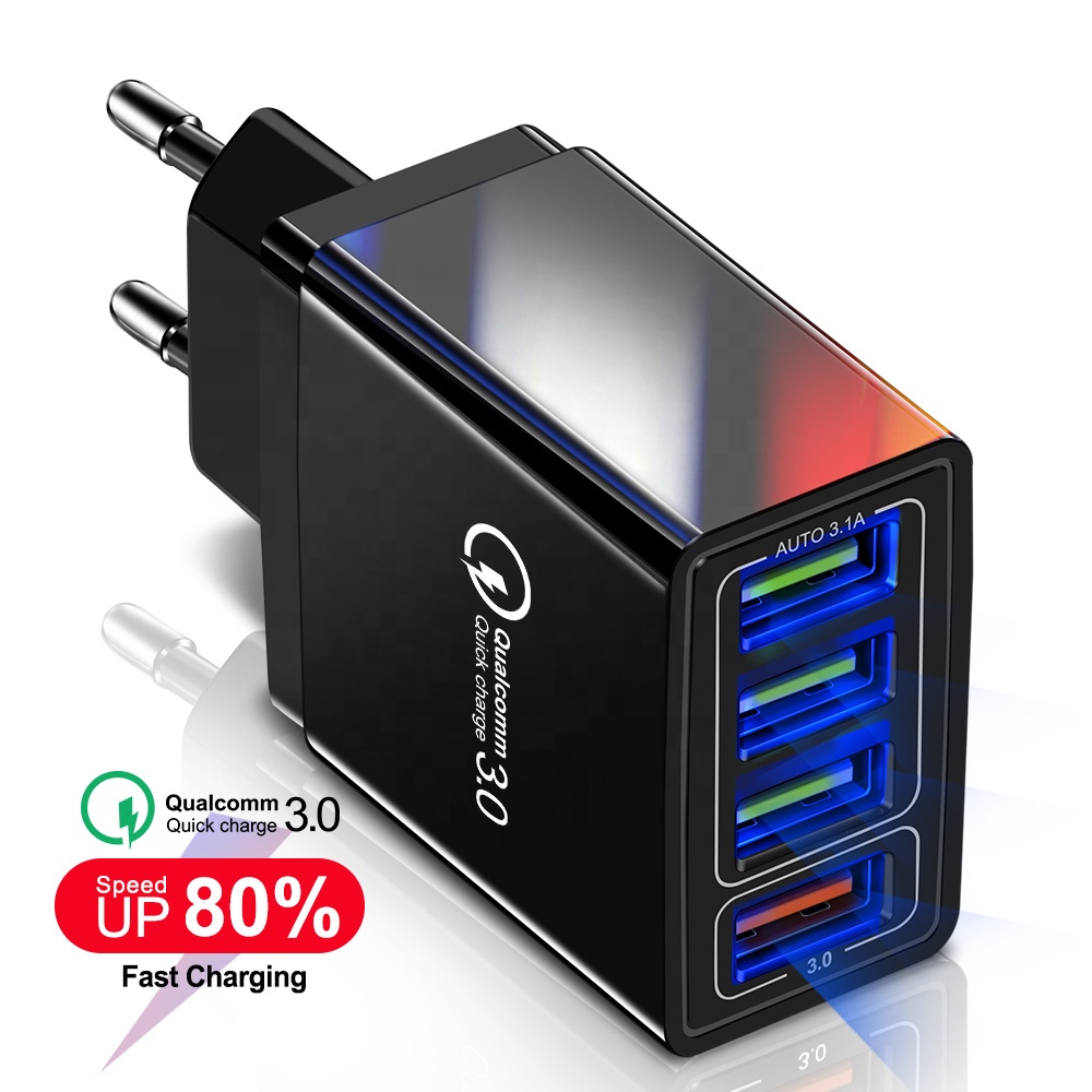 4 порта USB Панель выставочного стенда с быстрым способом QC 3,0 Мульти USB настенный адаптер питания EU/US/UK Штепсель для Apple iPhone/Samsung адаптер зарядного устройства для путешествий