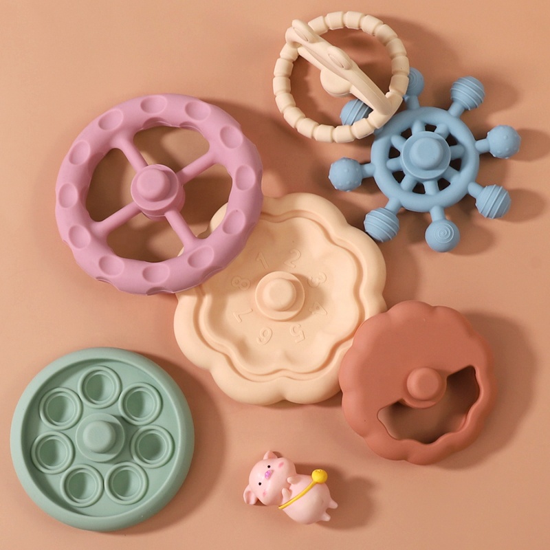 Wholesale Babies Teether Frog Silicone Geometry Stacking Toy Food Grade Children Sensory Educational Toy