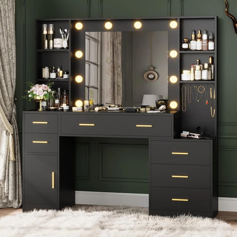 On Sale Bedroom Furniture Set Luxury King Size Bed Modern Bathroom Vanity Lighting dressing tables with drawers and mirror