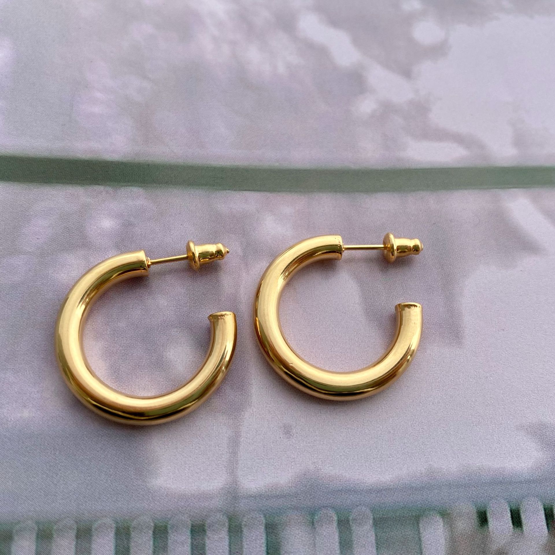 Серьги-кольца женские из нержавеющей стали золотистые/Серебристые/розовые/золотистые
