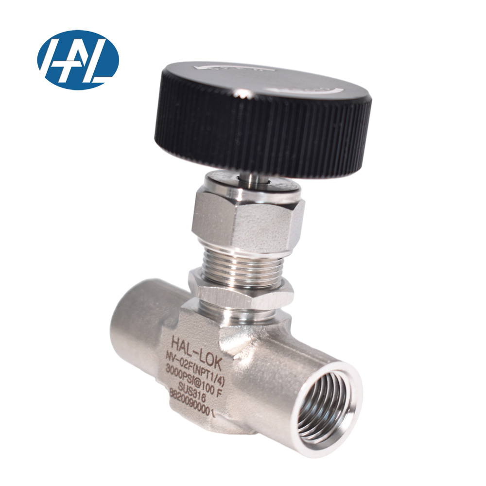 Haoliu stainless steel SS316 6mm high pressure one-way throttle valve female thread straight through needle valve
