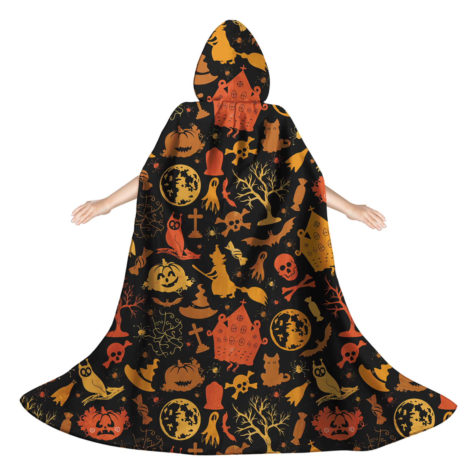 2021 Hot Selling Halloween Costumes for Boys Halloween Floor Length Hooded Cape Custom Print Hooded Cloak Sublimation Capes Kids