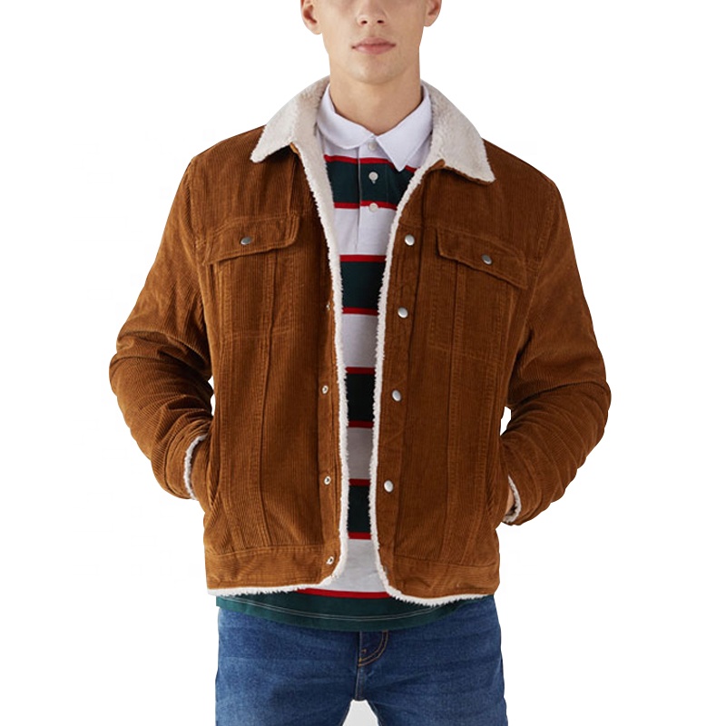 Factory direct wholesale workwear winter jackets mens corduroy jacket with fur lining