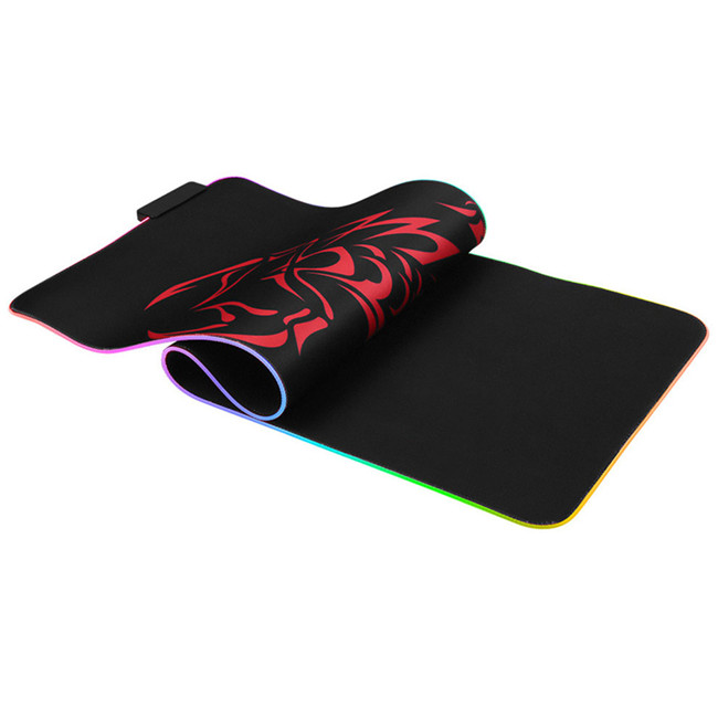 Цветная (RGB) мягкая игровая негабаритных светящиеся светодиодные расширенный коврик для мыши с нескользящей резиновой подошве; Компьютерная клавиатура Коврик