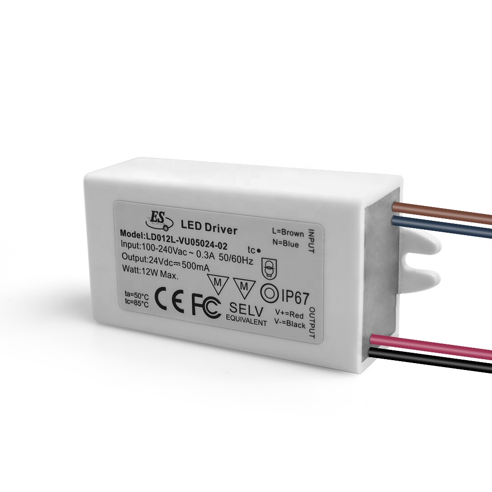 ES CE 0.5A 24V 12W AC-DC постоянное напряжение класс 2 блок питания водонепроницаемый IP67 светодиодный драйвер