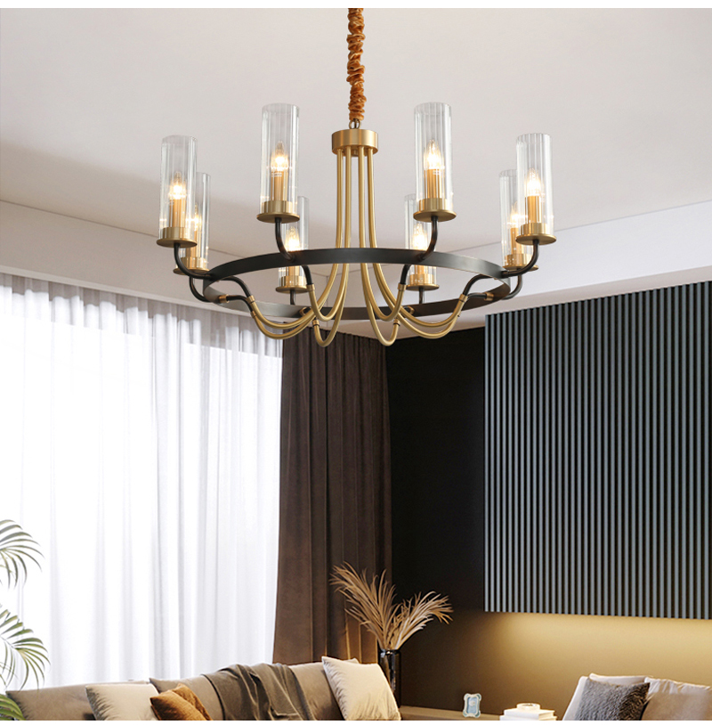 Postmodern Nordic Style Copper Lamp 6arms Chandelier Creative Personality Simple Living Room Bedroom Luxury Pendant Lamps