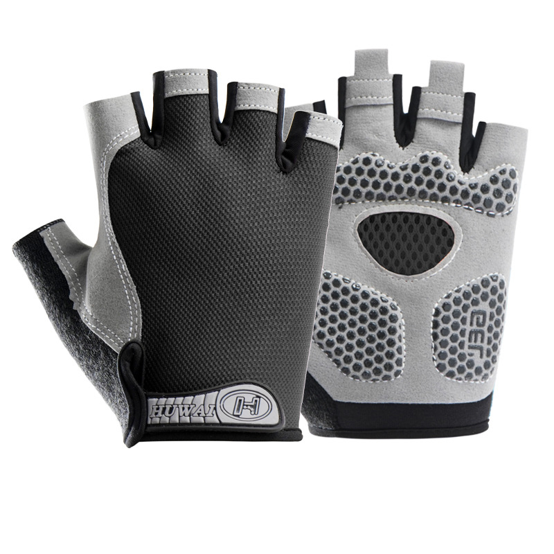 Cycling gloves Male half finger sports fitness female summer outdoor bicycle non-slip dew finger shock absorption breathable