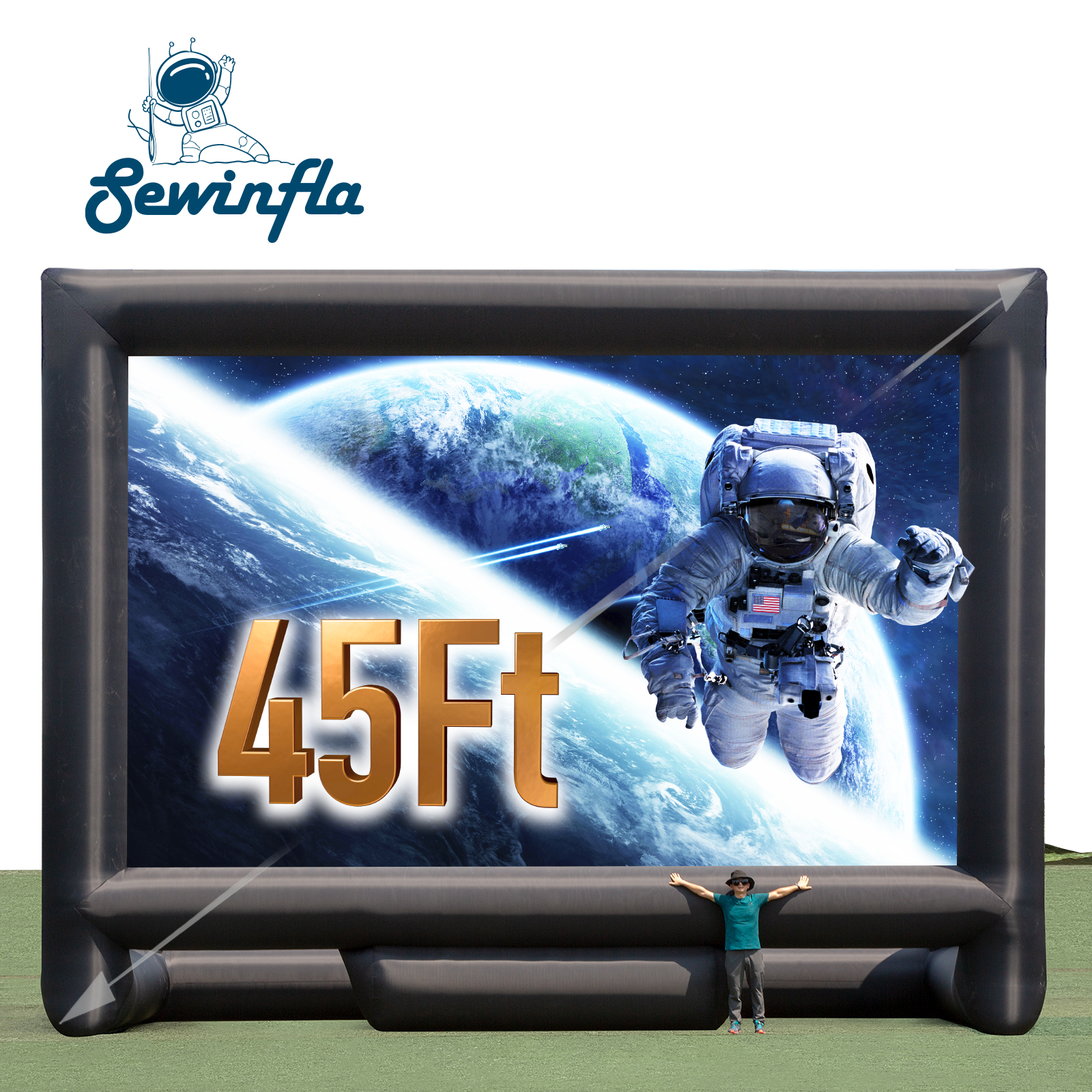 Надувной экран Sewinfla 45 футов с воздуходувкой и проектором