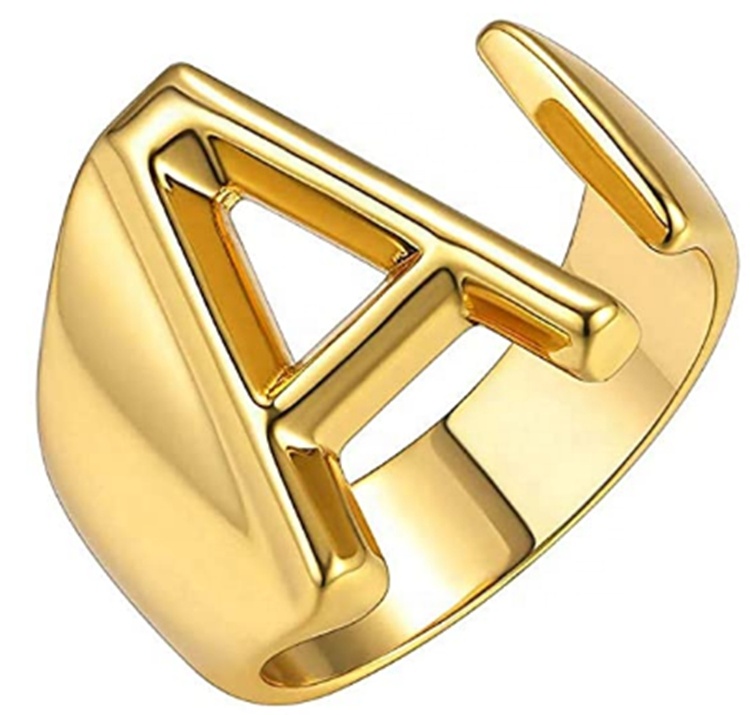 Мартовская выставка Амор оптовая продажа Нержавеющая сталь letter 24K золота, позолоченные кольца для женщин, ювелирное изделие для женщин