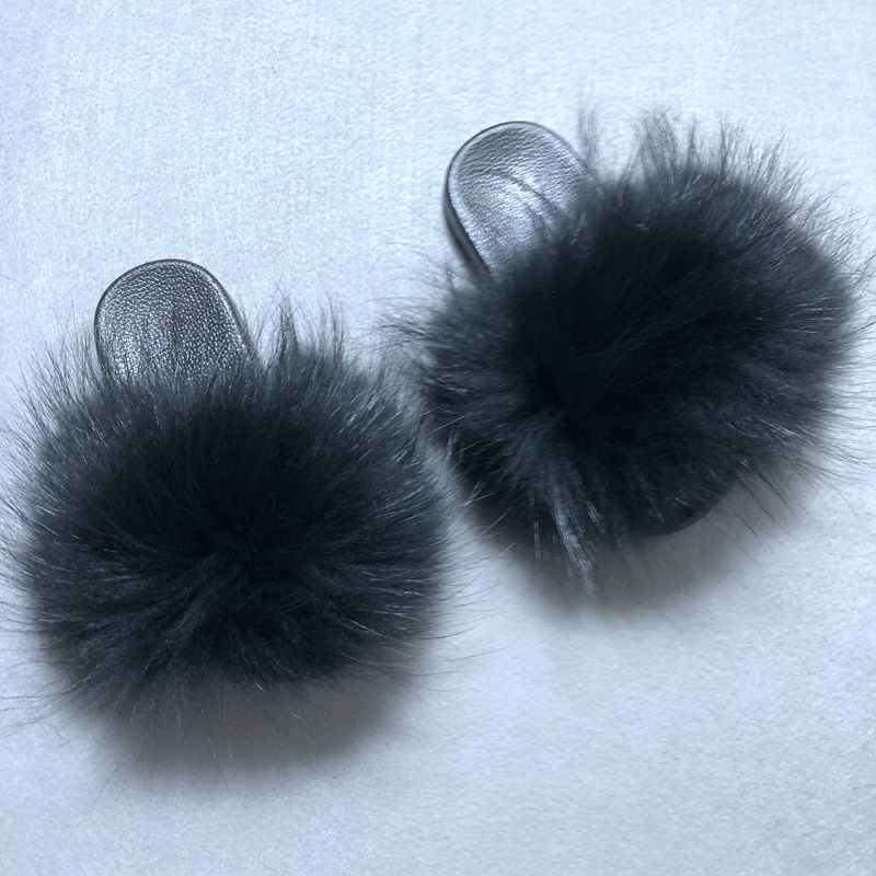Hot Selling Fashion Comfortable Kid Real Fur Shoes Genuine Fox Fur Children Slippers