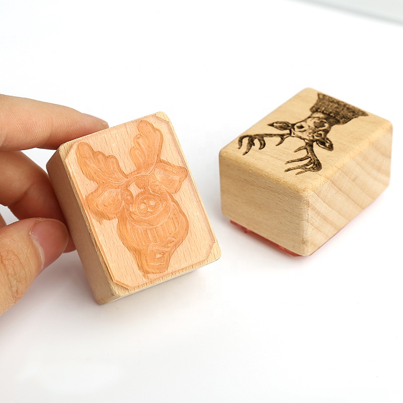 Мультфильм пользовательский дизайн DIY Деревянные Марки резиновый набор экологичный материал с чернилами