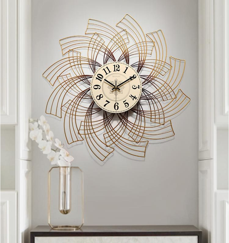 Wholesale Oversized Nordic Art Luxury Decorative Room Handicraft modern home decor Metal Wall Clock