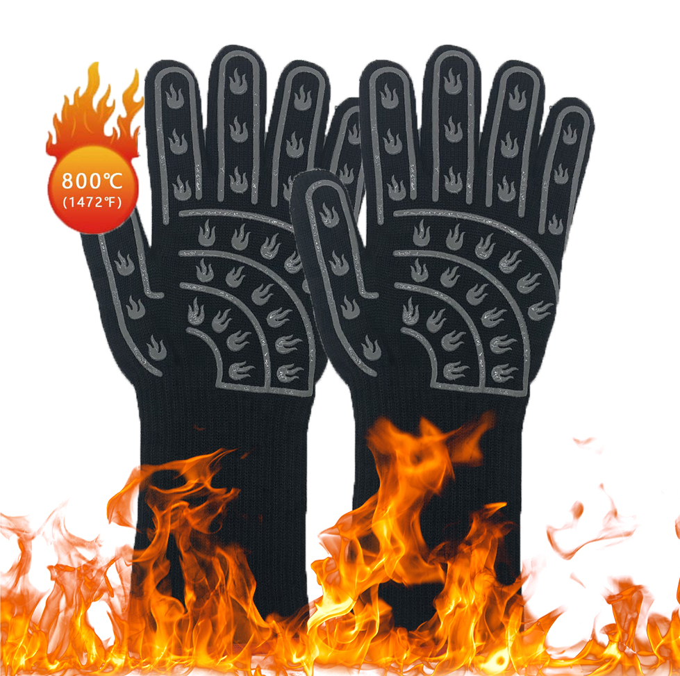 EN388 level 5 cut heat fire resistance non-slip cotton oven mitts 1472 F food grade heat resistant oven gloves for kitchen cook