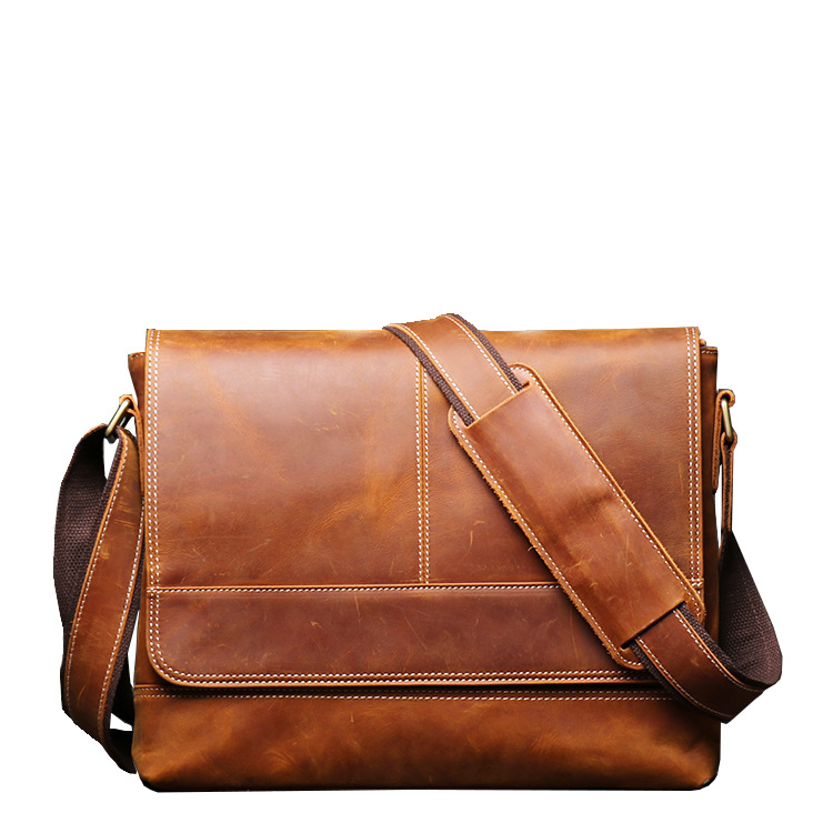 Qetesh 2021 Fashion Real Leather Briefcase Office Bag Laptop For Men For Business Work