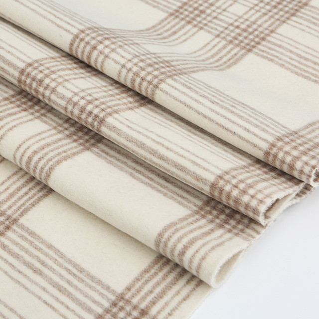 Autumn and winter double-sided Plaid Wool Fabric CIS wool suit coat woolen fabric scarf coat Plaid Wool Fabric