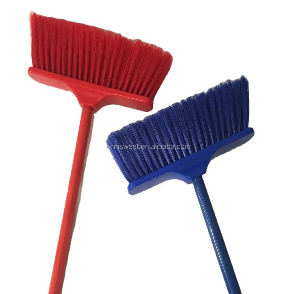 Floor cleaning tools plastic broom with wooden broom handle