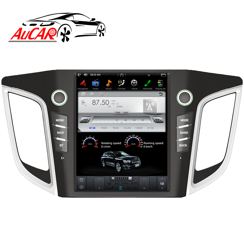 Автомагнитола AuCAR 10,4 дюйма Tesla Android для Hyundai IX25 Creta 2014-2018, сенсорный экран, стерео, видео, аудио, GPS, мультимедиа, BT, 4G, Wi-Fi