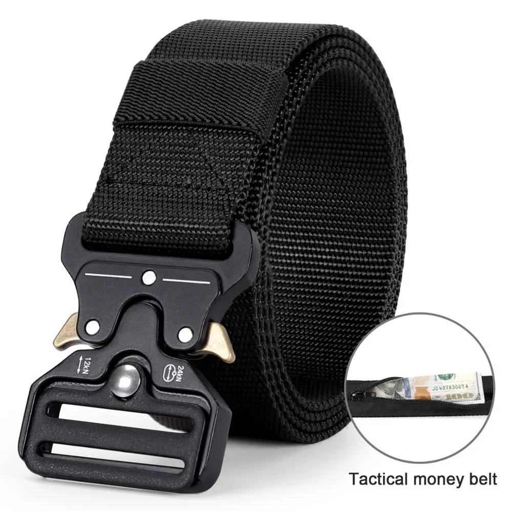 Tactical Rigger's Belt Webbing Riggers Nylon Web Belt with Heavy-Duty Quick-Release Metal Buckle