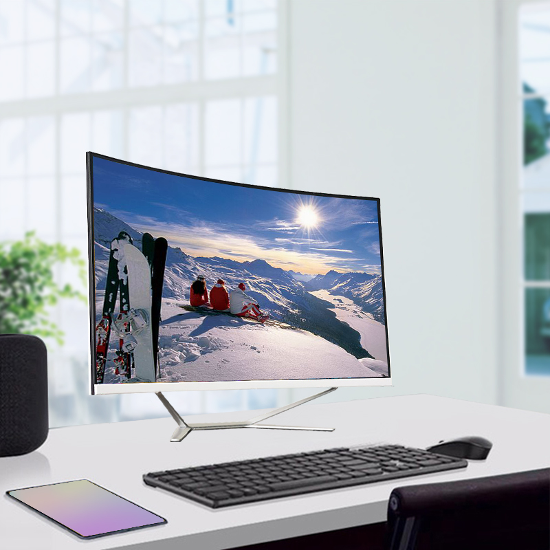 Заводская цена, дешевый 24/27 дюймовый компьютер Core i3/i5/i7/i9, изогнутый экран, настольные компьютеры, все в одном, игровые компьютеры
