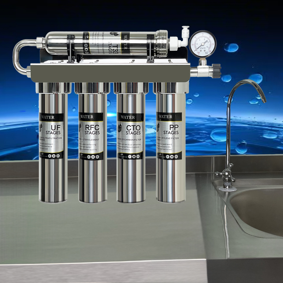 57-4+1Multi-stage activated carbon resin ultrafiltration uf element stainless steel household manual water purifier water filter