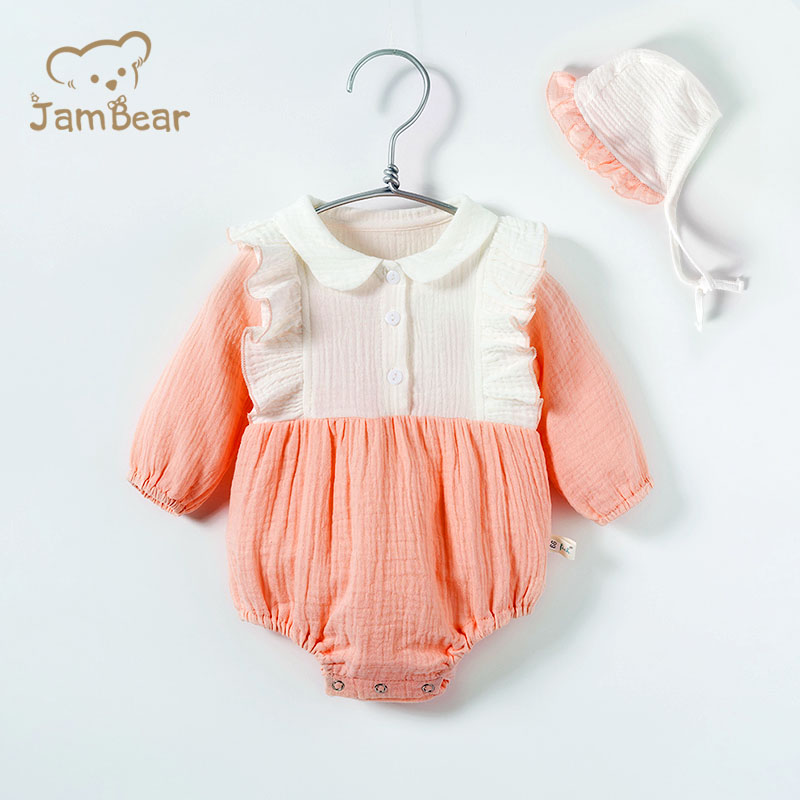 Jambear 100% органический хлопок Младенческая одежда Удобная хлопковая куртка с длинным рукавом Детские платья Одежда, комплекты одежды для новорожденных и маленьких узлом вечерний наряд, детская юбка