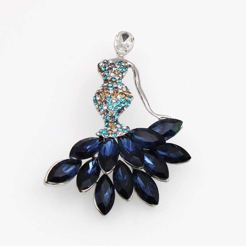 Colorful crystal mermaid brooch