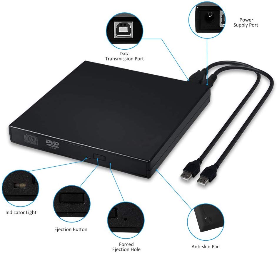 Raycue USB 2,0 легко переносимая RW тонкий внешний CD DVD плеер