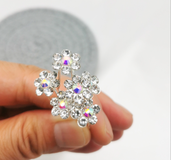 U-shaped pearl diamond bridal hairpin plate hairpin single diamond pin hairpin wedding new year headdress
