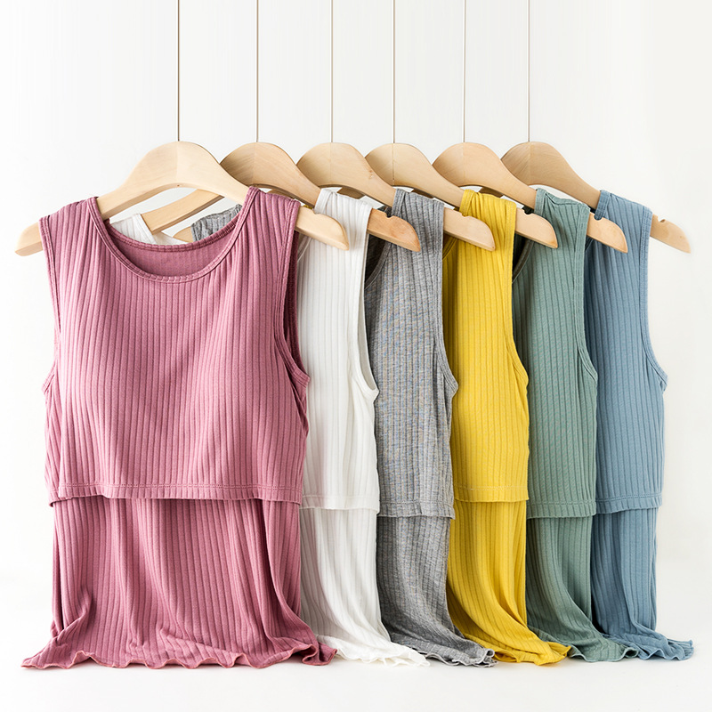 Plus Size Nursing Dress Breastfeeding Maternity with Bra Clothing Pregnant Blouses Maternity Clothes Tank Top Women