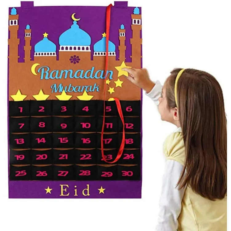 Рамадан украшения ИД подарки фетровый Рамадан календарь ИД Мубарак подвесной календарь обратный отсчет календарь Адвент календарь для детей