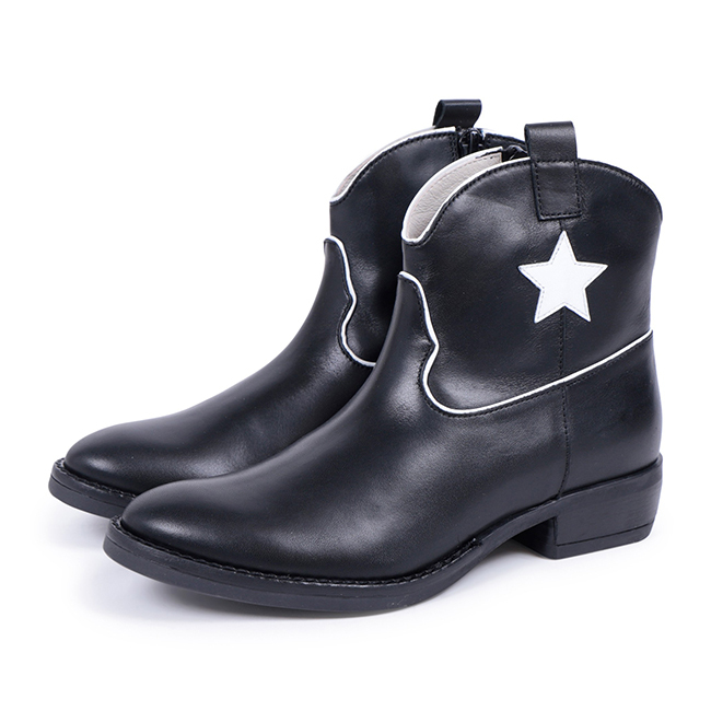 Fashion Cute Round Toe Pull on Leather Winter Youth Girls Western Cowboy Cowgirl Boots