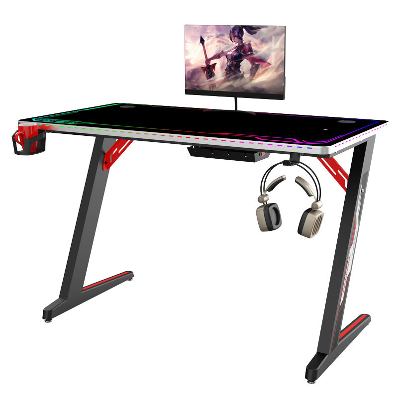 Z-Shaped Adjustable Computer PC Gaming Table, Ergonomic Gamer Desk, Rgb Gaming Desk с LED, E экстремальных видов спорта Desk