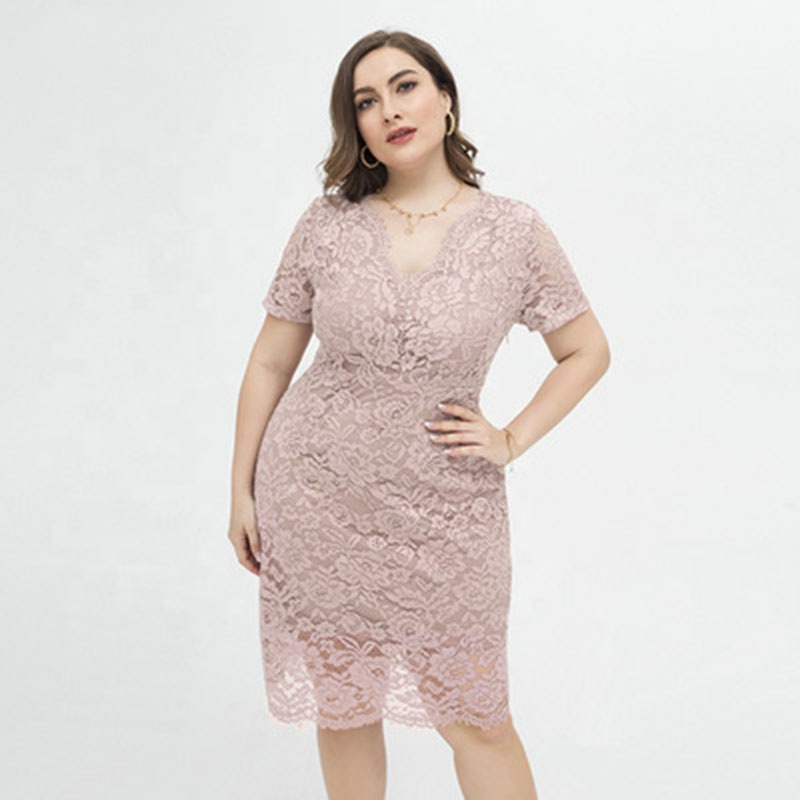 wholesale fashion women sexy v neck custom elegant casual knee long dresses 4xl plus size dress for women