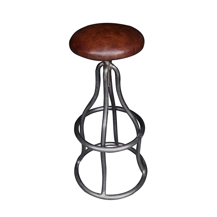 Vintage Home Furniture Industrial Metal Adjustable Counter Stable Leather Bar Stool Seat Metal Counter Bar Chairs Stool