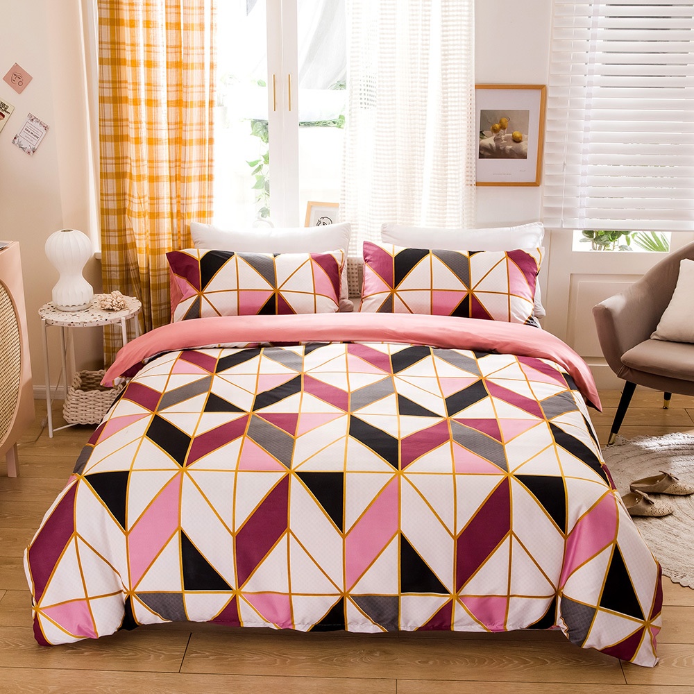 Nordic Lattice Bed Duvet Cover Set King Double Size Geometric Pattern Bedding Set Bedding Set Cozy Quilt Cover